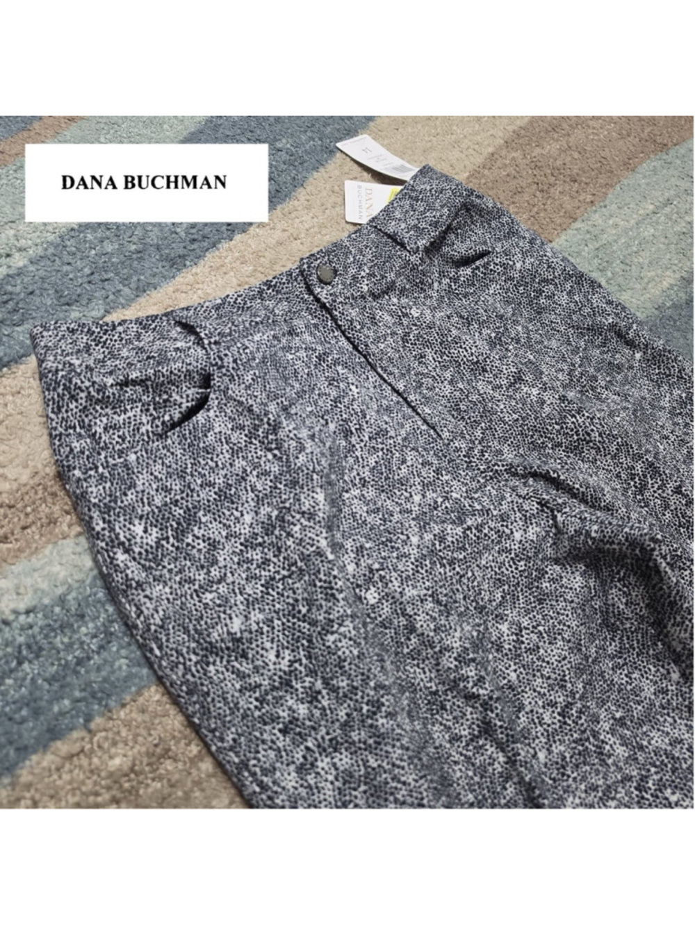Dana Buchman Dress Pants Womens Size 14 NWT Black White Animal Print Stretch - Picture 3 of 12